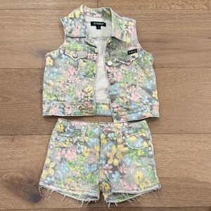 Tractr Pastel Floral Denim Set